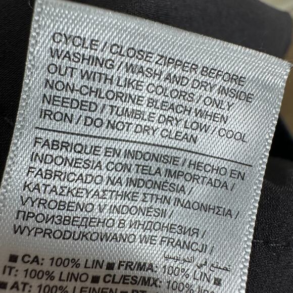 Athleta Retreat 100% Linen Ankle Pant Med. Black Straight Fit High Rise Pull-on - Picture 7 of 9